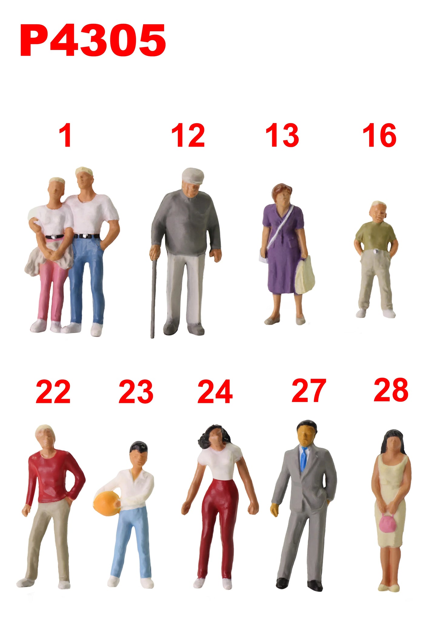 Evemodel 20pcs Model Trains All Standing O Scale 1:43 Painted Figures People Passengers