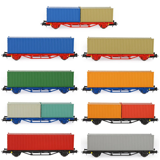 Evemodel C8761 1 Set HO Scale 1:87 Flat Car with 40' 20' Container Model Railway Wagons Freight Car