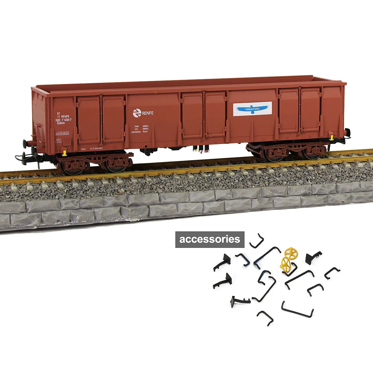 Evemodel HO Scale High-side Gondola Car 1:87 Railway Wagons Rolling Stock Freight Car C8742M