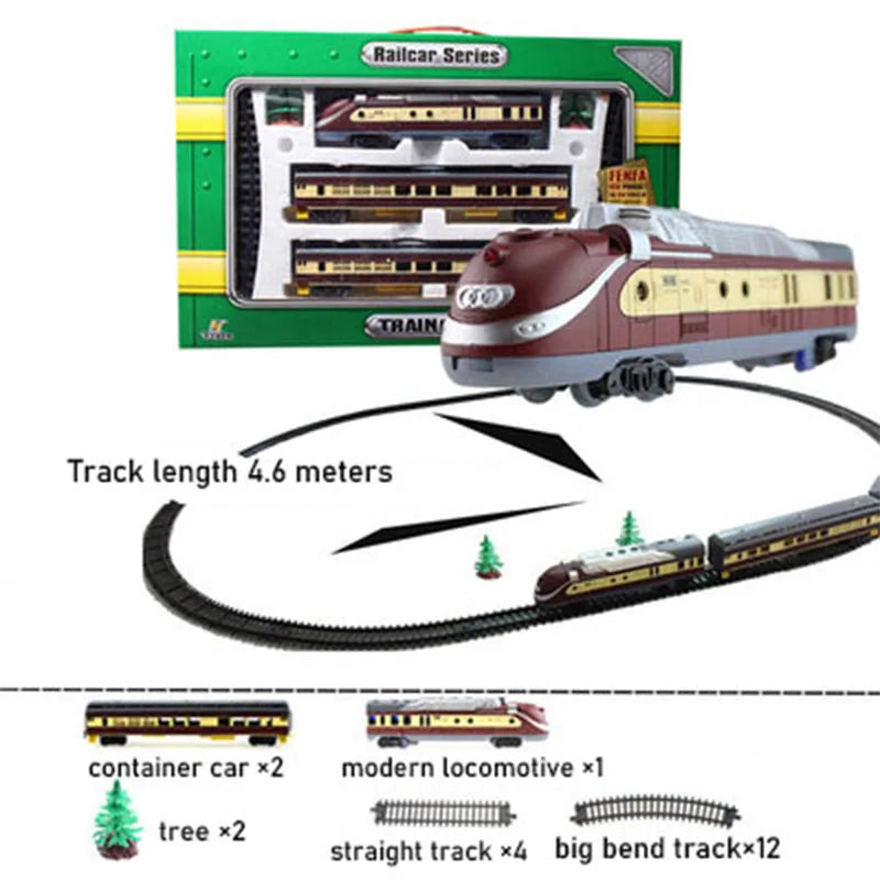 Electric Classical Mornden Train Toy Set for Children, Whistle Car,Railway Tracks, Locomotive Engine Model, Educational Boy Game