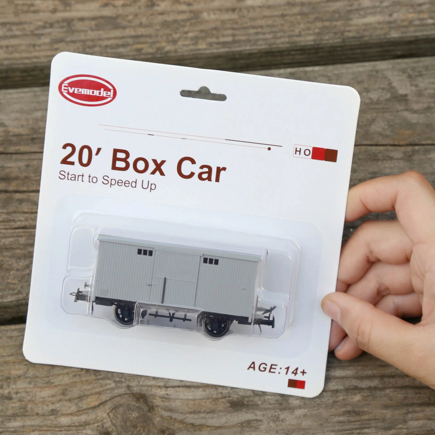 Evemodel 3pcs HO Scale 1:87 20ft Box Car Wagon 20' Railway Boxcars Freight Car C8728