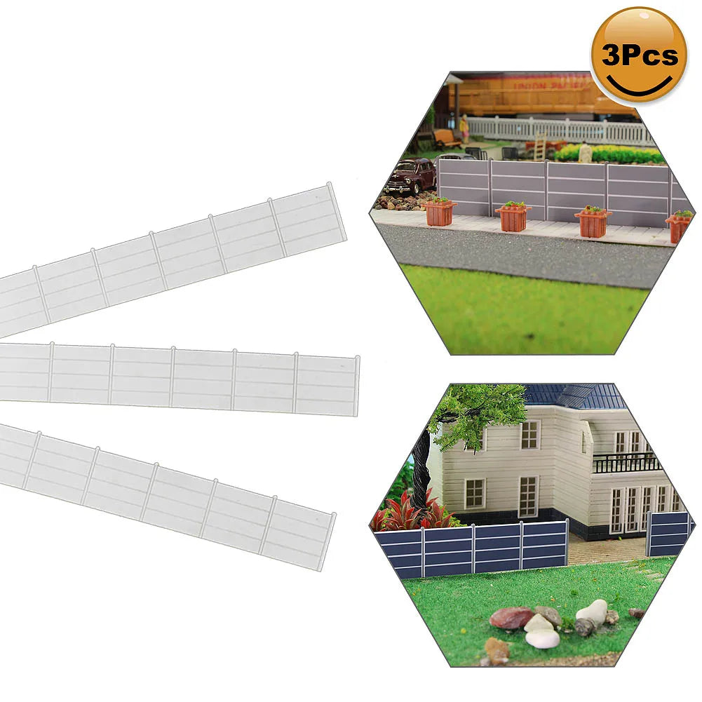 Evemodel 1 Meter White Model Fence Wall 1:87 HO OO Scale LG0787 Pack of 3pcs 34.5cm