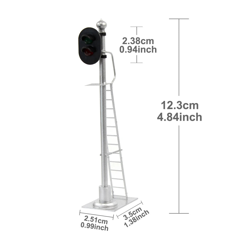 Evemodel 2pcs Model Railway Signals O Scale 1:43 Green Over Red Block Signal with Ladder JTD433GR