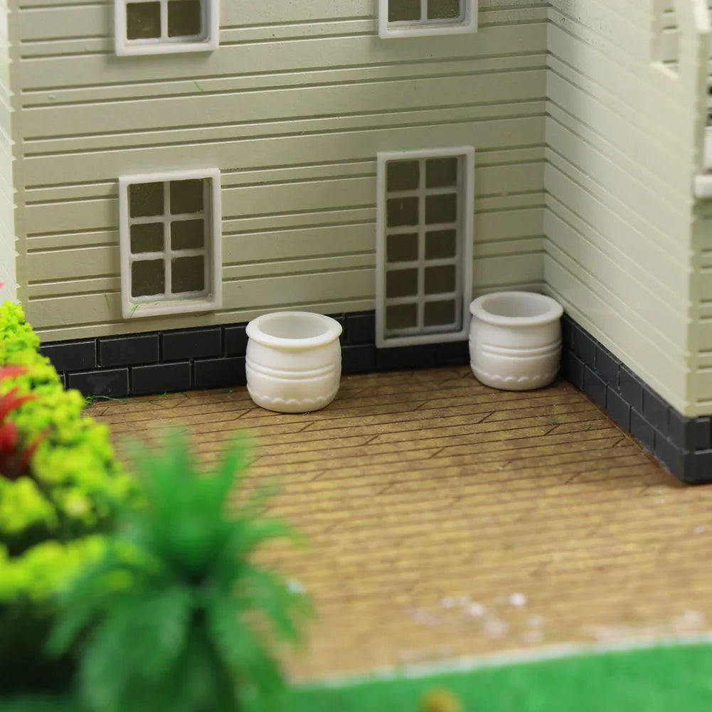 Evemodel GY12087 24pcs Model Trains HO Scale 1:87 Flower Pot Park Garden Railway Border Parterre