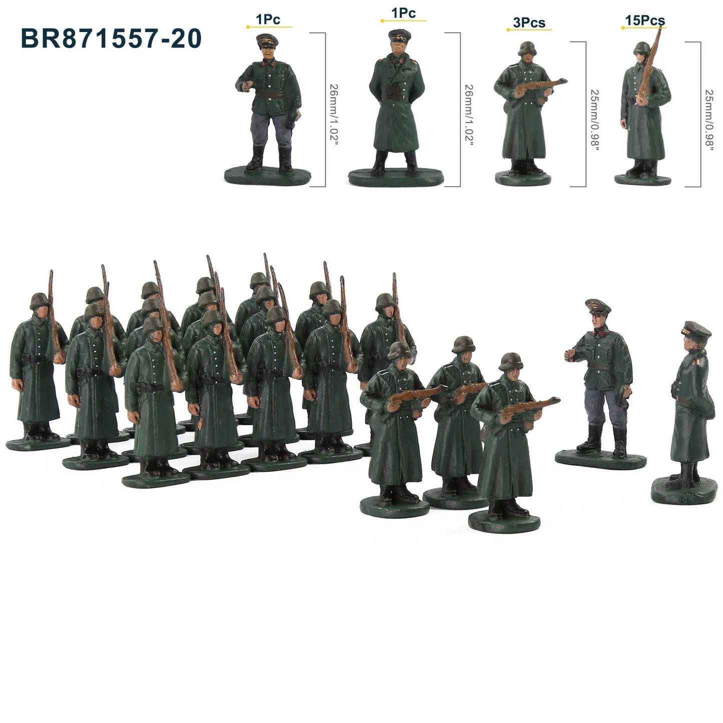 Evemodel HO Scale 1:87 Model Soldiers Officer Military Figures Army Men Armour Infantry