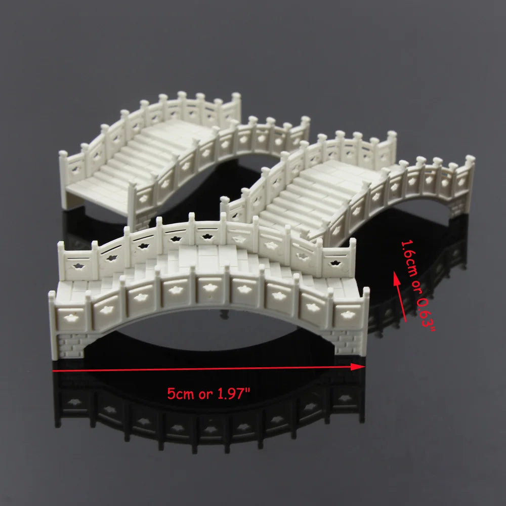 GY30 3pcs OO HO TT Scale 1:75 1:100 Plastic Arch Bridge White Chinese Bridge