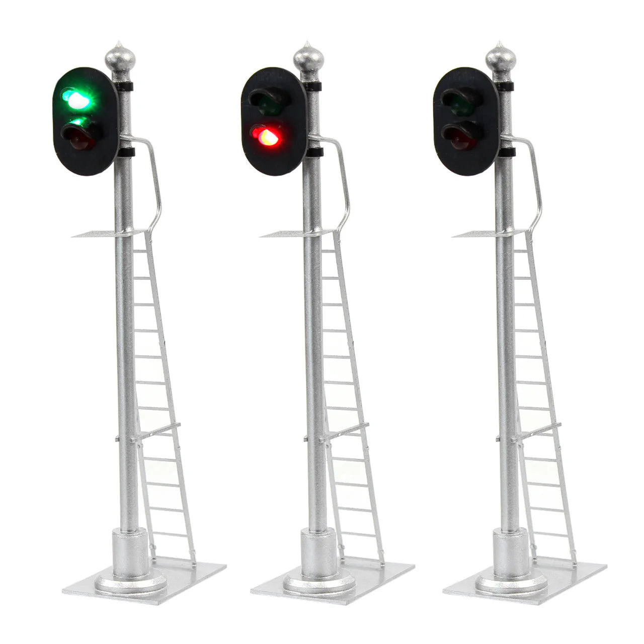 Evemodel 2pcs Model Railway Signals O Scale 1:43 Green Over Red Block Signal with Ladder JTD433GR