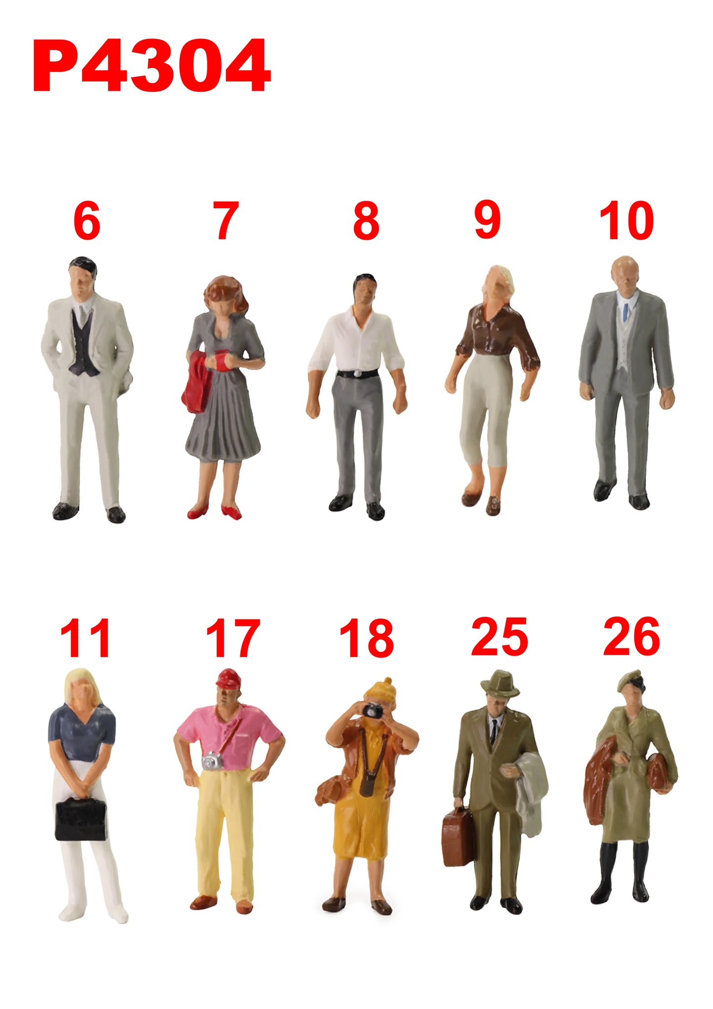 Evemodel 20pcs Model Trains All Standing O Scale 1:43 Painted Figures People Passengers