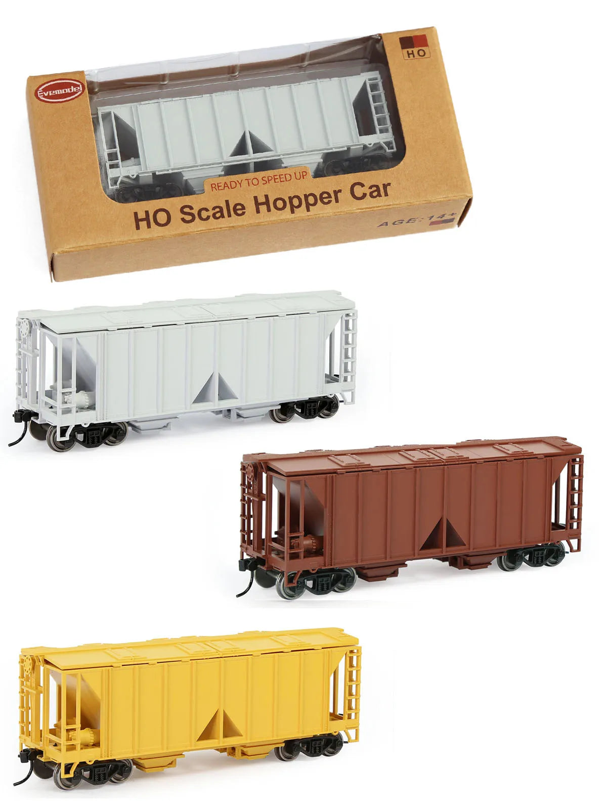 Evemodel Wagon 1 Unit HO Scale 2-Bay Covered Hopper Car 1:87 Model Trains Freight Car C8760