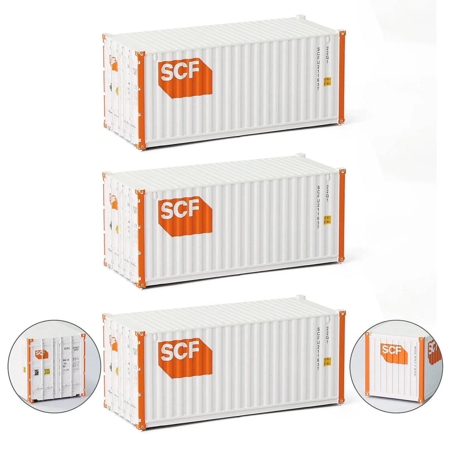 Evemodel HO Scale 1:87 20ft Shipping Container 20' Cargo Box C8726 (Pack of 3) Logistics Series