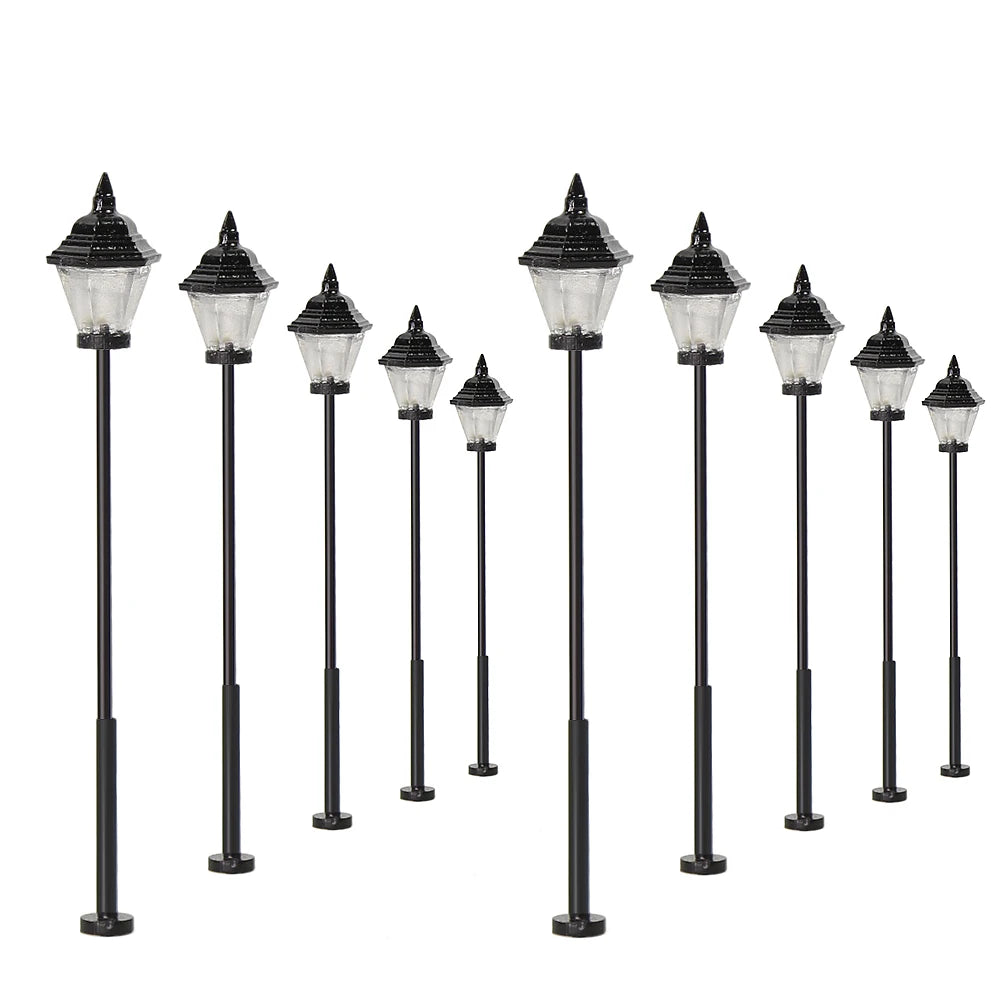 Evemodel LYM07 10pcs Model Railway LED HO Scale Lamps 1:87 Street Lights 2.24inch Warm White