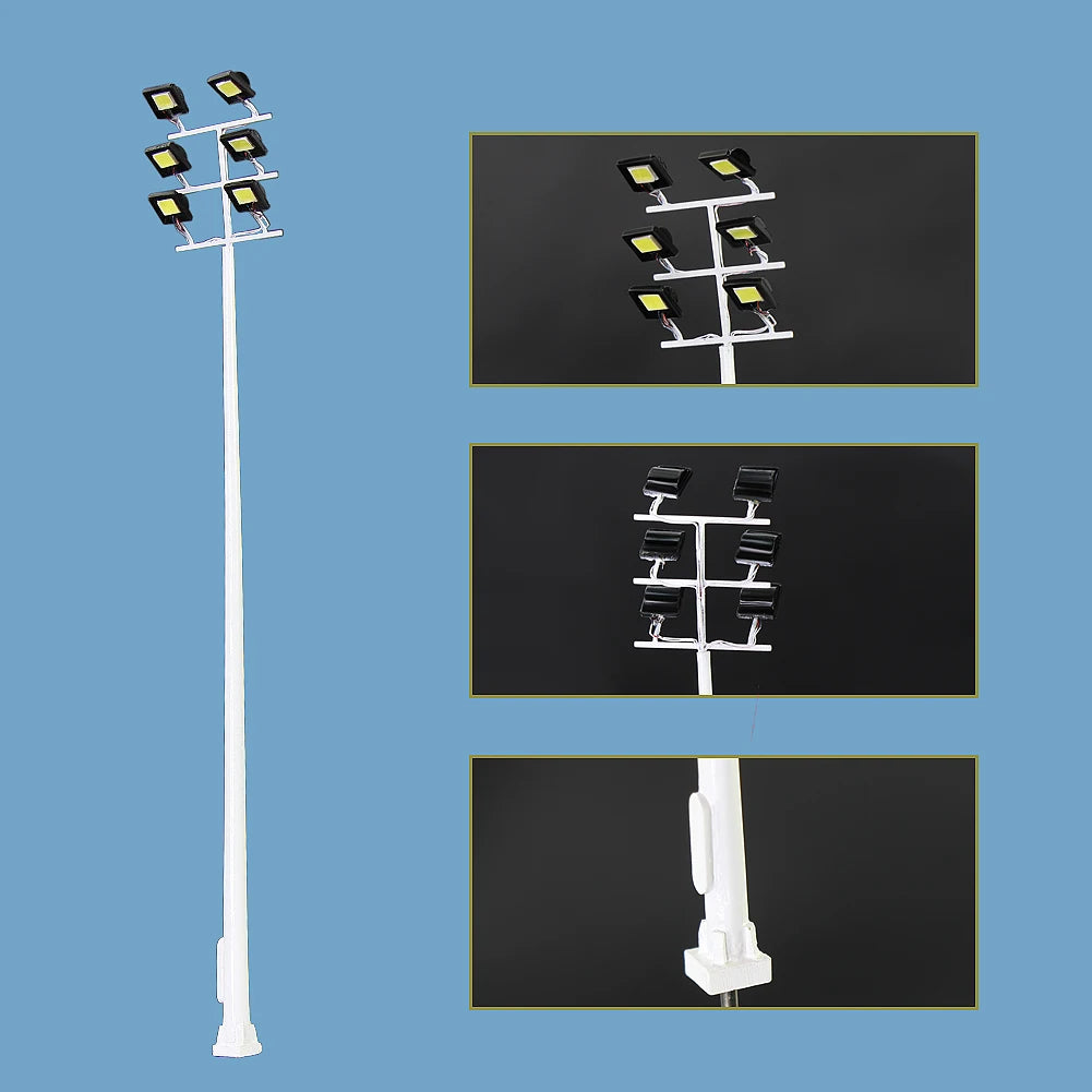 Model Railway HO Scale 1:87 Model Tower Lamps Street Lights 3V with Resistors for 12V  for Garden Playground Stadium Layout