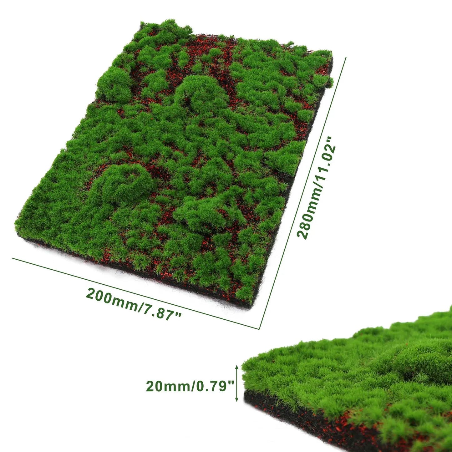 Evemodel 1pc 20cm*28cm Artificial DIY Moss Tufts Grass Mat 2cm Thick Lawn Carpet for Project Model Scene Railway Layout CPBGL