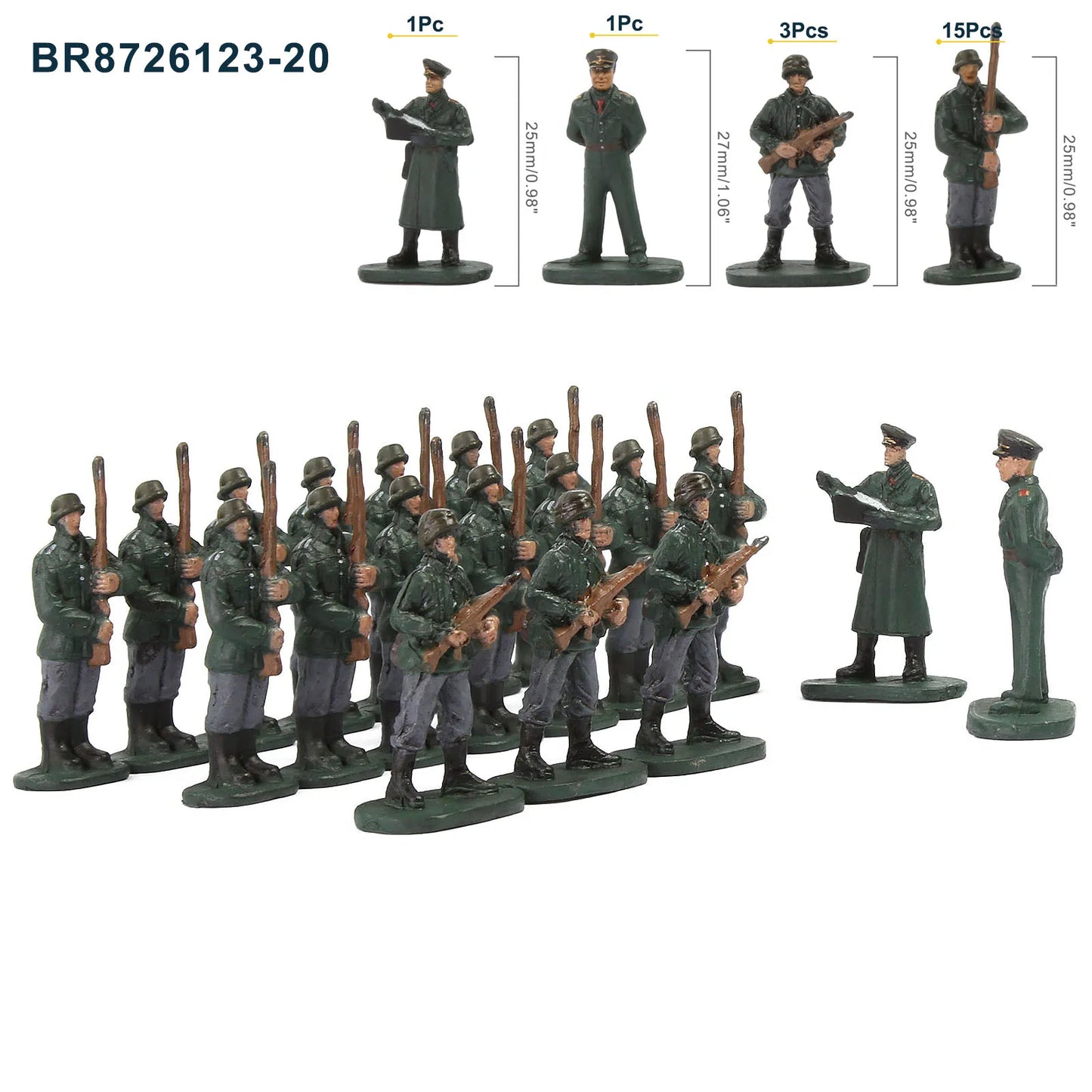 Evemodel HO Scale 1:87 Model Soldiers Officer Military Figures Army Men Armour Infantry