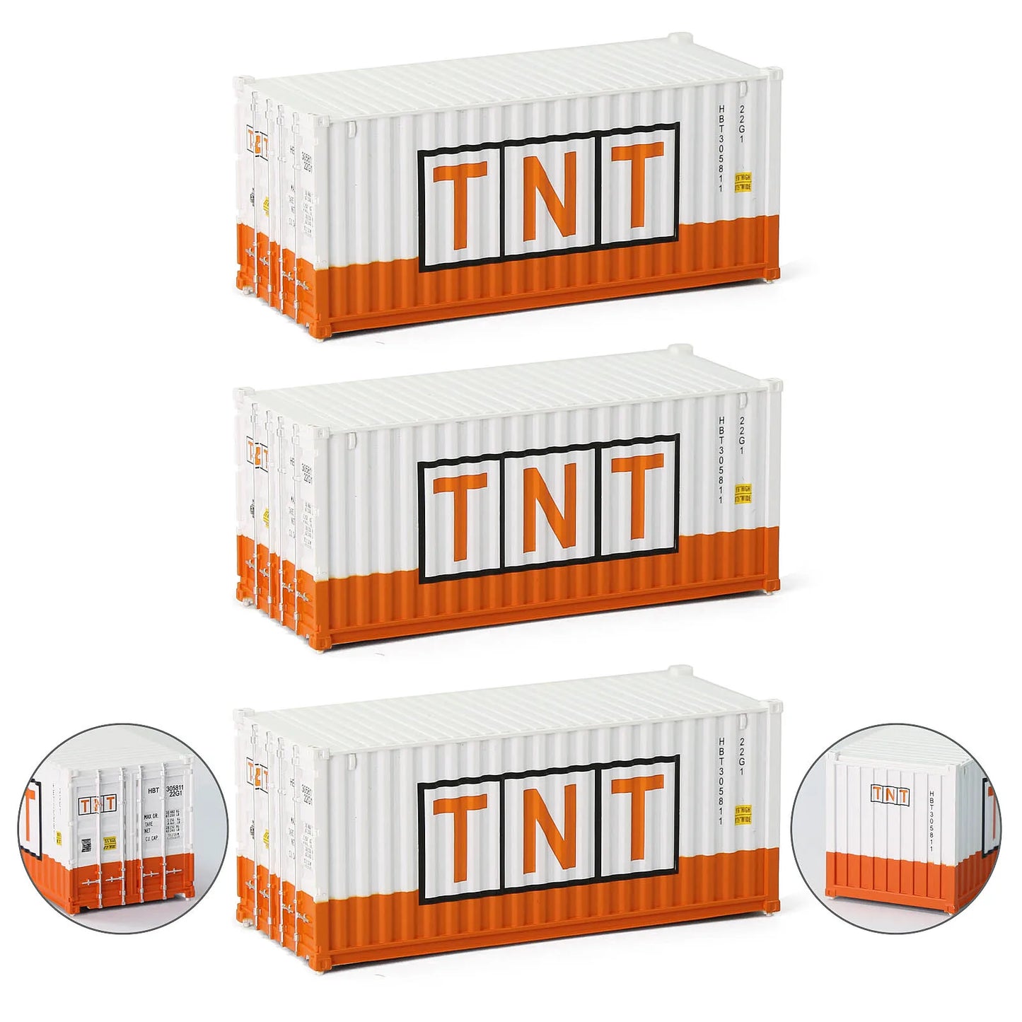 Evemodel HO Scale 1:87 20ft Shipping Container 20' Cargo Box C8726 (Pack of 3) Logistics Series