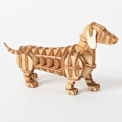 DIY Wooden Puzzle Model Animal Montessori Toys for Children Crafts Dachshund Skeleton Assembly Gifts Set for Kids Adults Teens