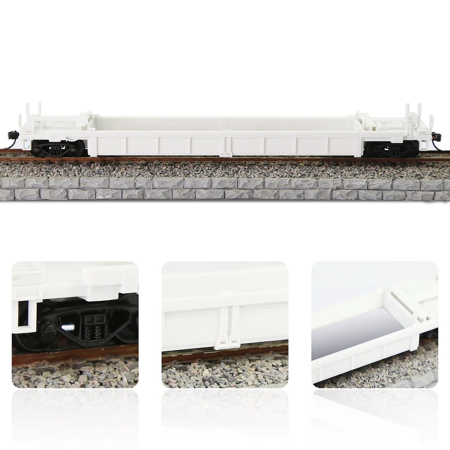 Evemodel 2 Units HO Scale 1:87 Blank Unassembled White Well Car Model Wagon