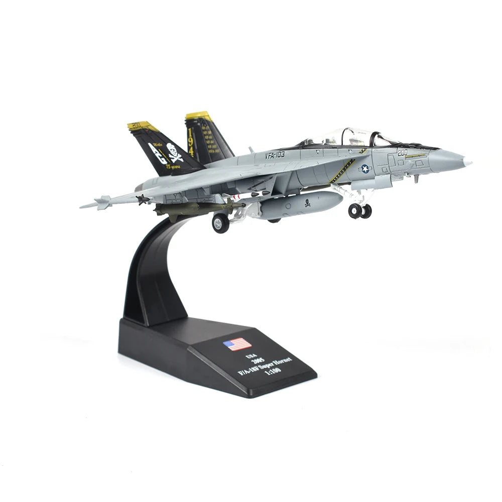 1/100 Scale U.S. Military Model F/A-18F Fighter Diecast Metal Model Bumblebee f18 Jolly Roger Squadron Fighter