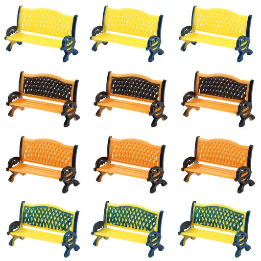 ZY34050 12pcs O Scale 1/50 Seats Bench Chair for Platform Park Street Garden Model Railway