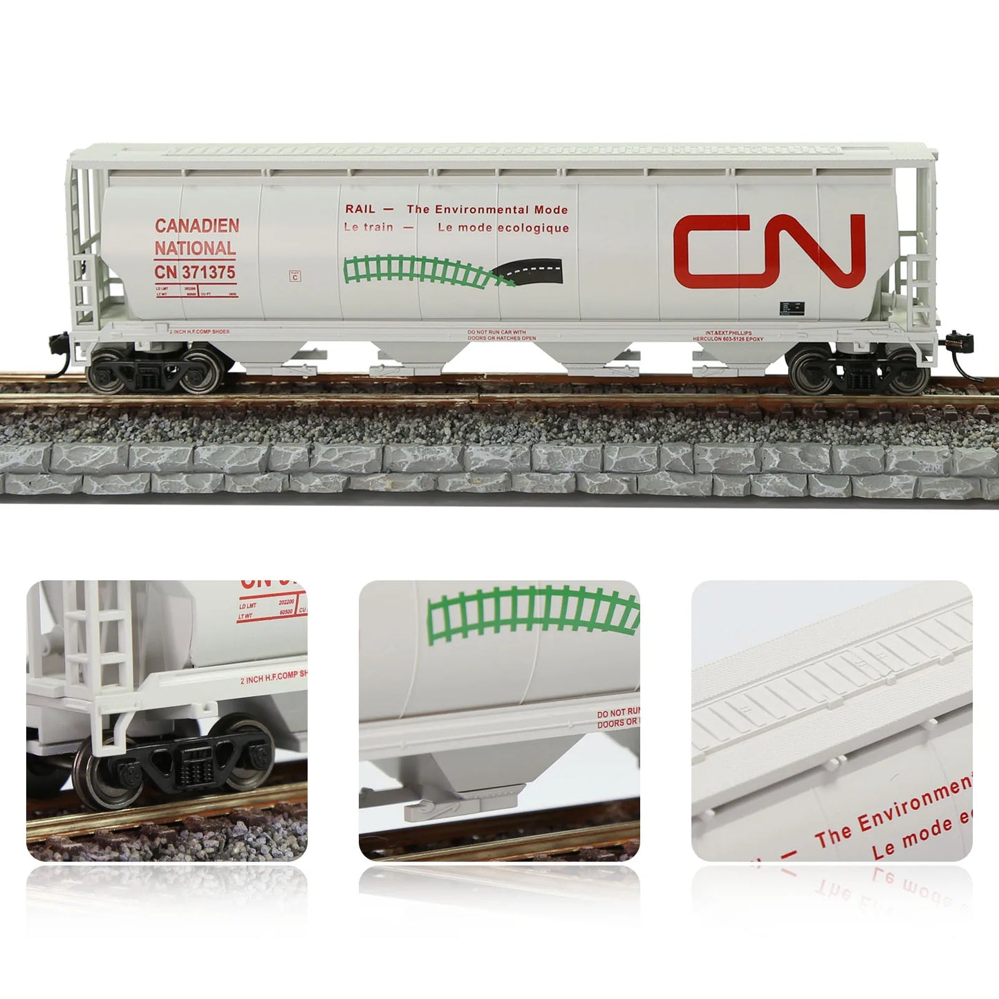 Evemodel Wagon Model Trains HO Scale 1:87 4-Bay Covered Grain Hopper Car C8744