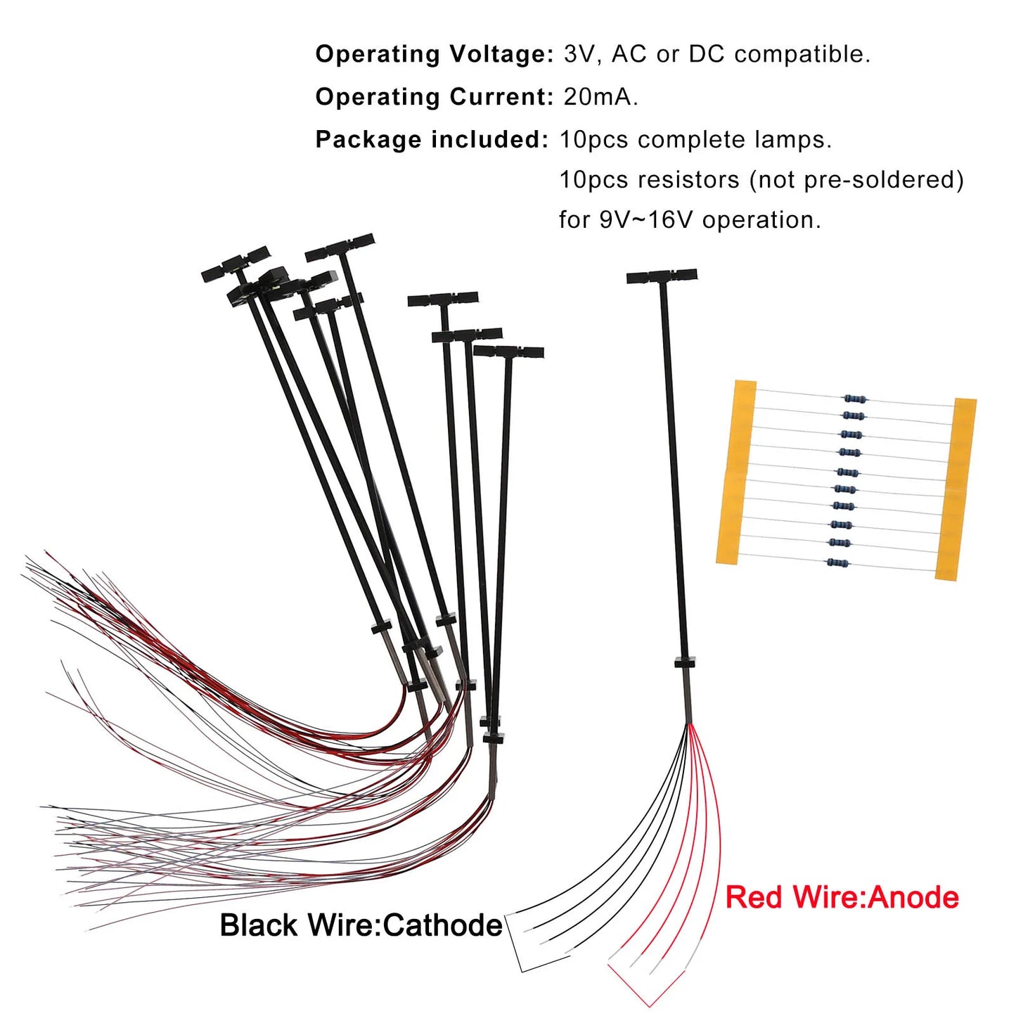 Evemodel 10pcs N TT HO OO Scale Metal Lamps Four-Heads Street Light Bright White LED Black Pole