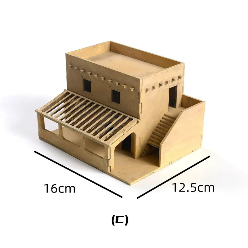 1/72 Scale Wooden House Assembly Puzzle Model Kit for DIY Home Decor