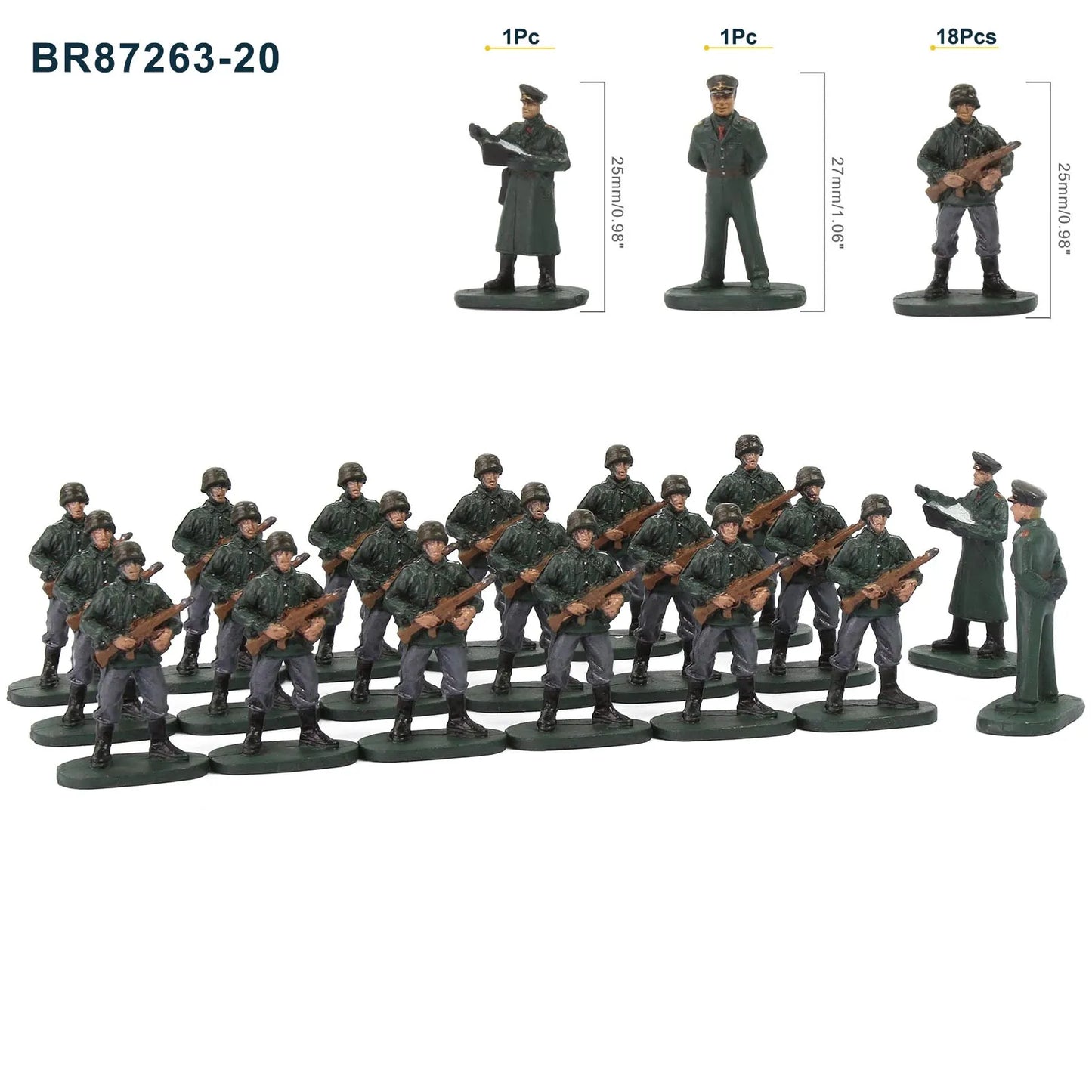 Evemodel HO Scale 1:87 Model Soldiers Officer Military Figures Army Men Armour Infantry