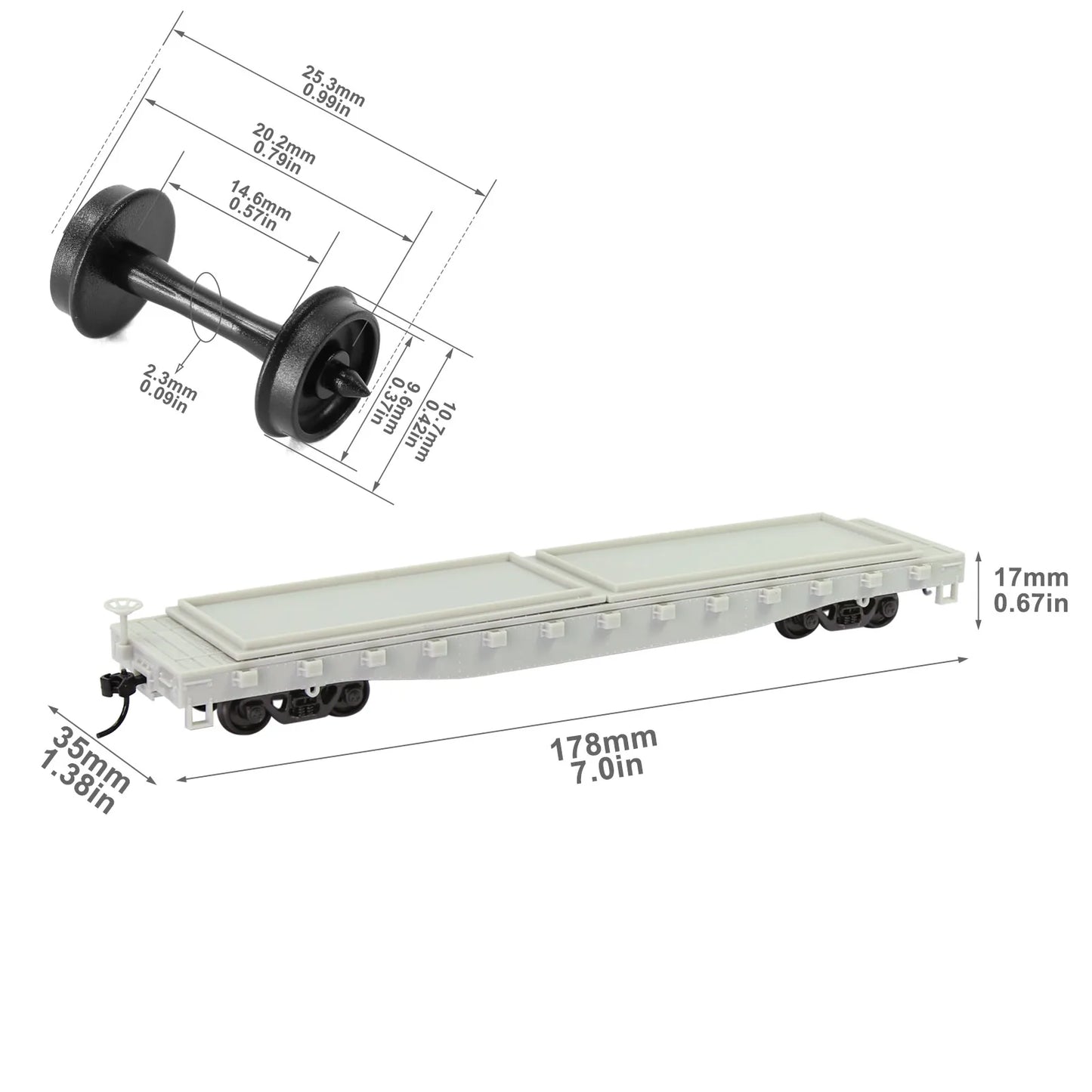 1pc HO Scale Flat Car 52' Unassembled Blank 1:87 Model Wagon with Shipping Container Cargo C8741JJ