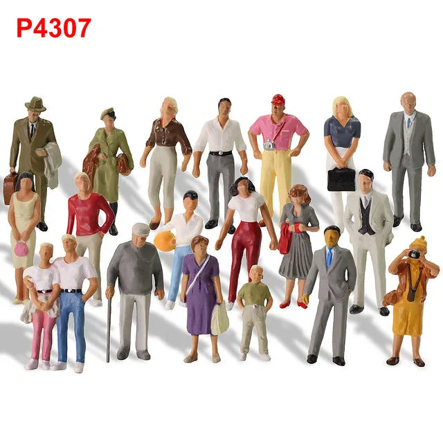 Evemodel 20pcs Model Trains All Standing O Scale 1:43 Painted Figures People Passengers