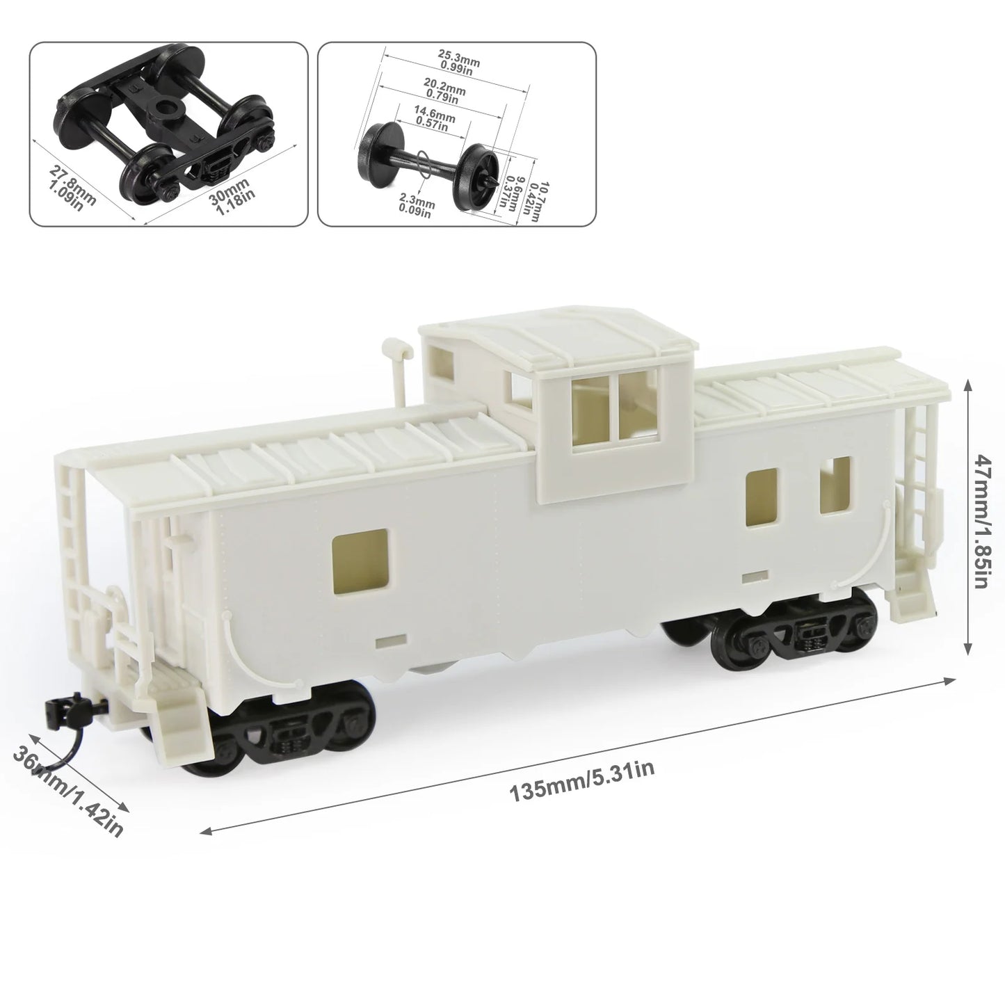 Evemodel 1pc HO Scale 1:87 36' Wide Vision Caboose Unassembled Blank Model Wagon C8763JJ