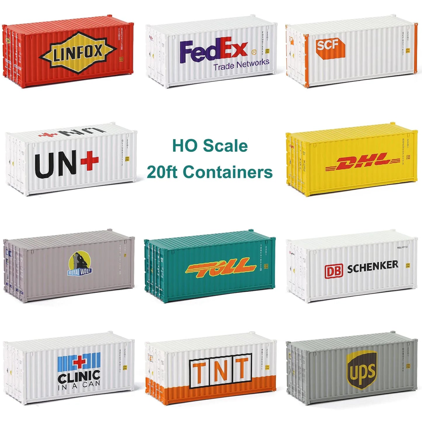 Evemodel HO Scale 1:87 20ft Shipping Container 20' Cargo Box C8726 (Pack of 3) Logistics Series