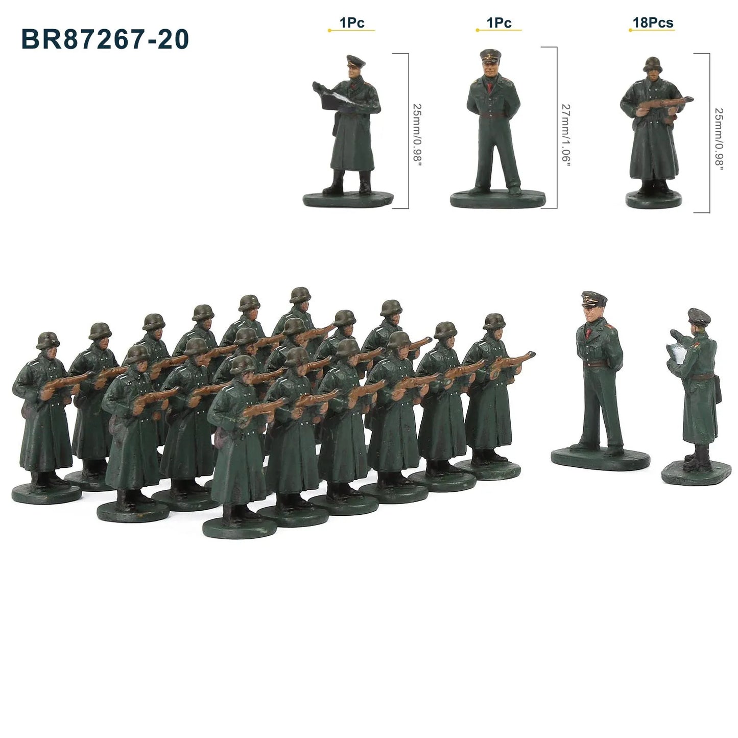 Evemodel HO Scale 1:87 Model Soldiers Officer Military Figures Army Men Armour Infantry