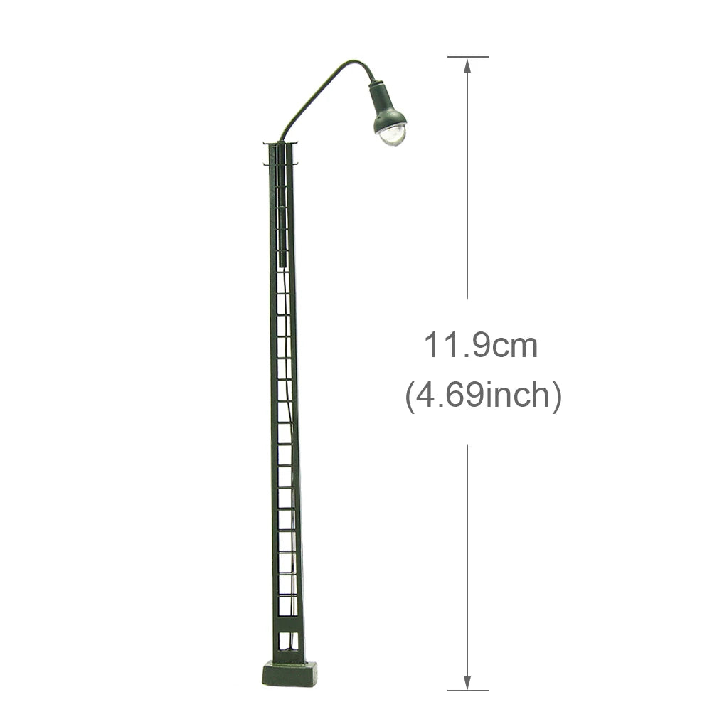 Evemodel 3pcs Model Railway Lights Right Track Lamp HO OO Scale 1:87 One-head 12cm LQS50HO