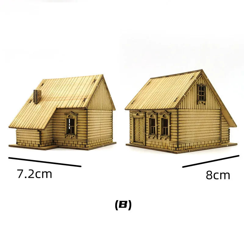 1/72 Scale Wooden House Assembly Puzzle Model Kit for DIY Home Decor