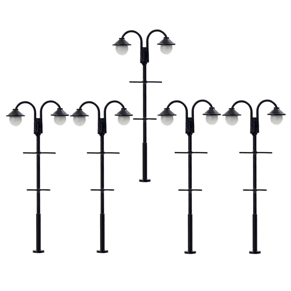 Evemodel LYM60 5pcs Model Train HO Scale 1:87 Street Lights Lamp Post LEDs 65mm 2-LEDs Warm White