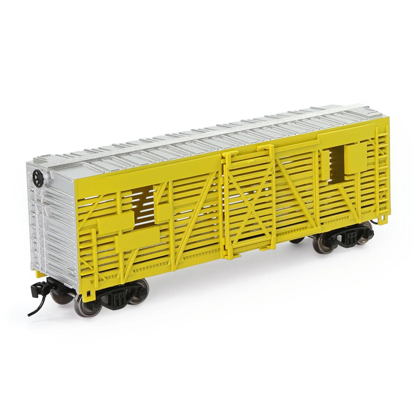 C8767 Evemodel Trains - Painted Unlettered HO Scale 40' Cattle Wagon Stock Car with Metal Wheels