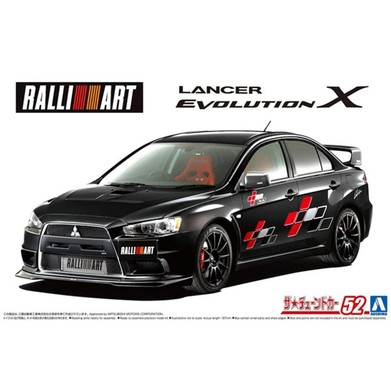 AOSHIMA 05987 1/24 Scale Model for Ralliart Lancer Evolution X'07 Car Assembly Model Building Kits for Model Hobby DIY Toys