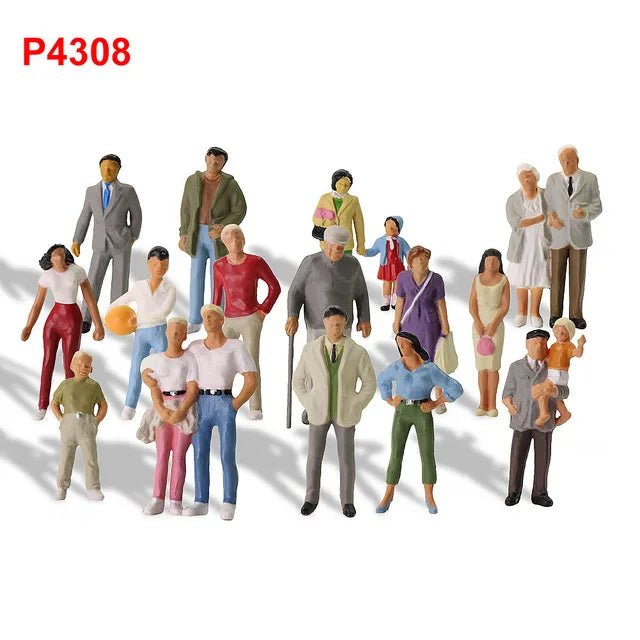 Evemodel 20pcs Model Trains All Standing O Scale 1:43 Painted Figures People Passengers