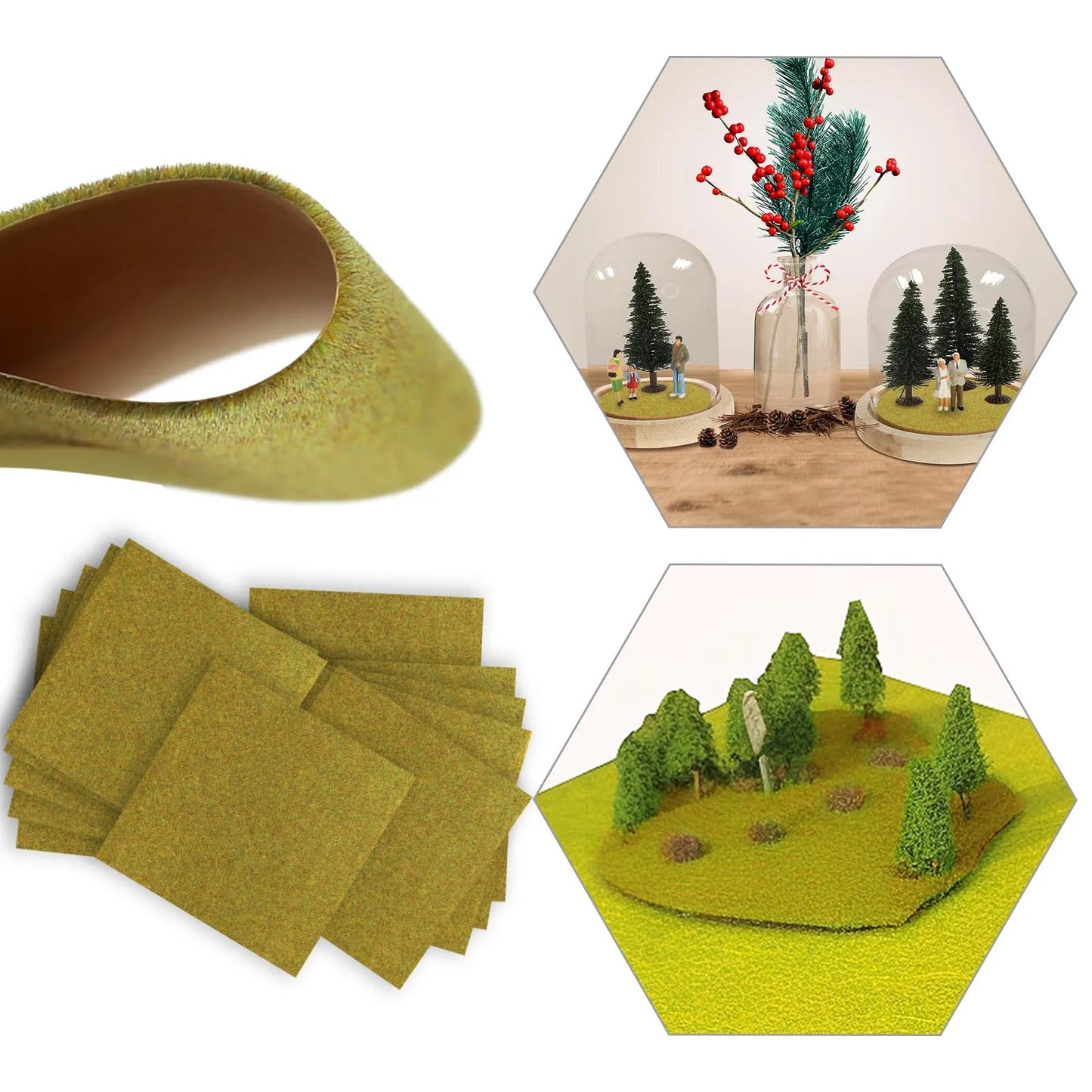 CP17135 17cmX17cm 12pcs Yellow Green Grass Mat Artificial Lawn Carpet for DIY Dollhouse Project Model Layout