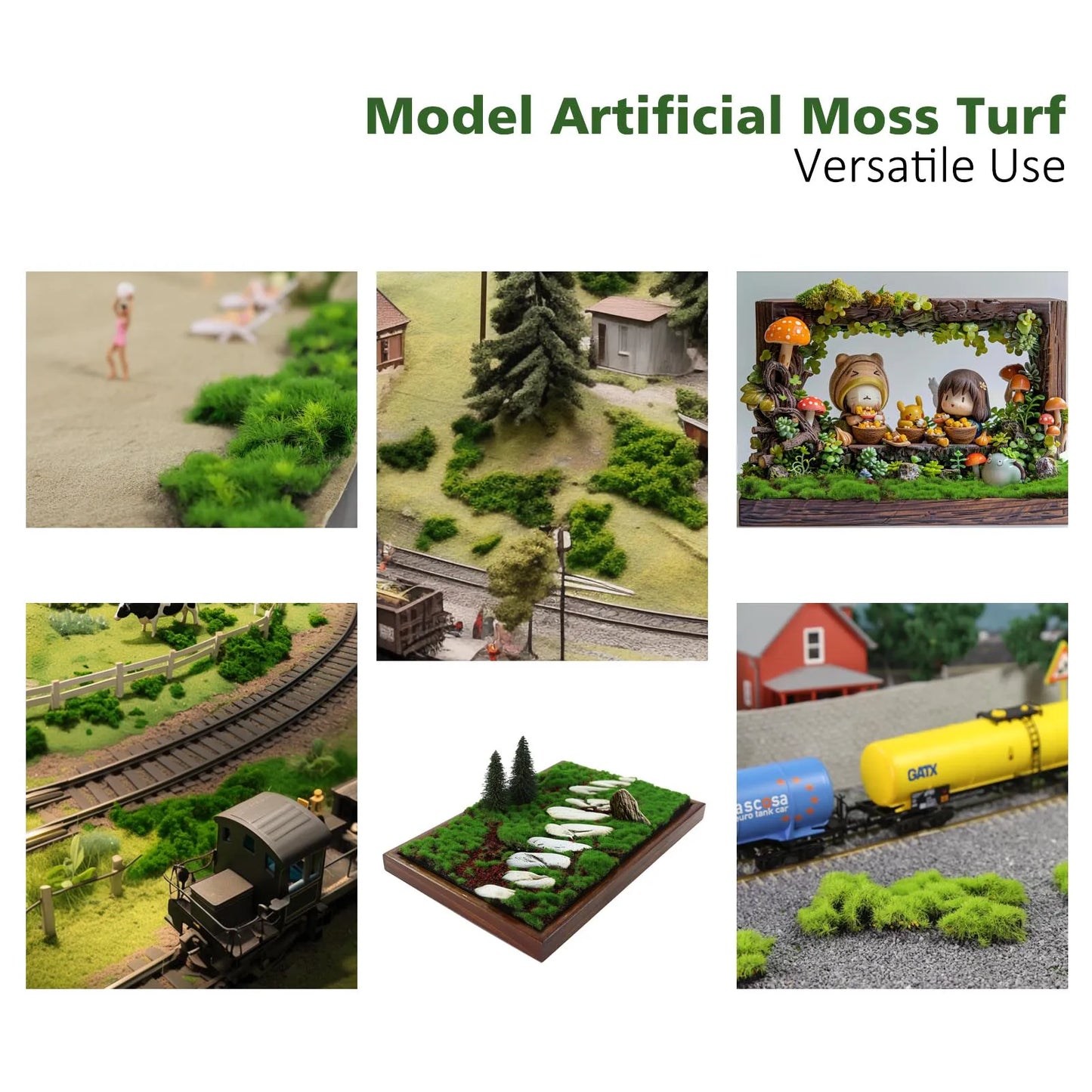 Evemodel 1pc 20cm*28cm Artificial DIY Moss Tufts Grass Mat 2cm Thick Lawn Carpet for Project Model Scene Railway Layout CPBGL