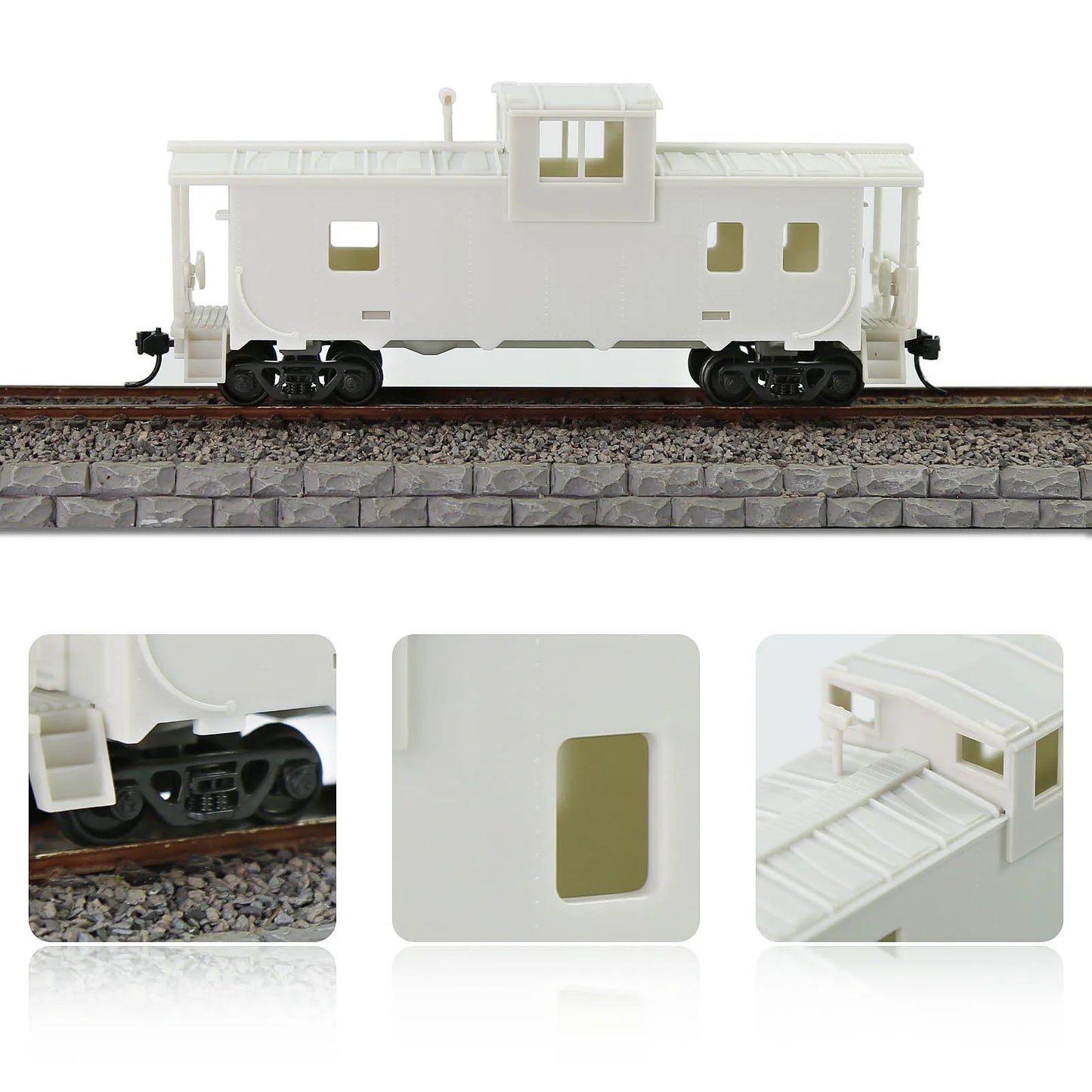 Evemodel 1pc HO Scale 1:87 36' Wide Vision Caboose Unassembled Blank Model Wagon C8763JJ