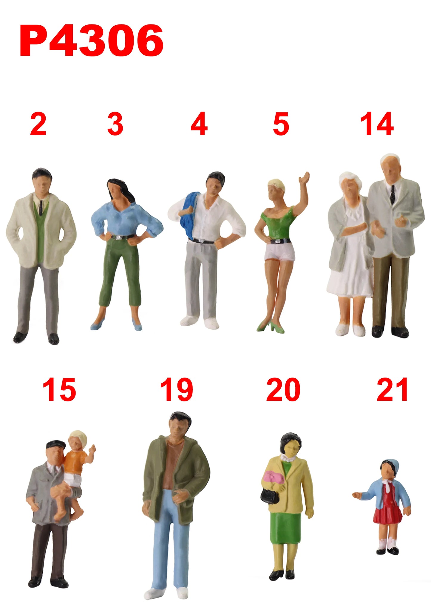 Evemodel 20pcs Model Trains All Standing O Scale 1:43 Painted Figures People Passengers