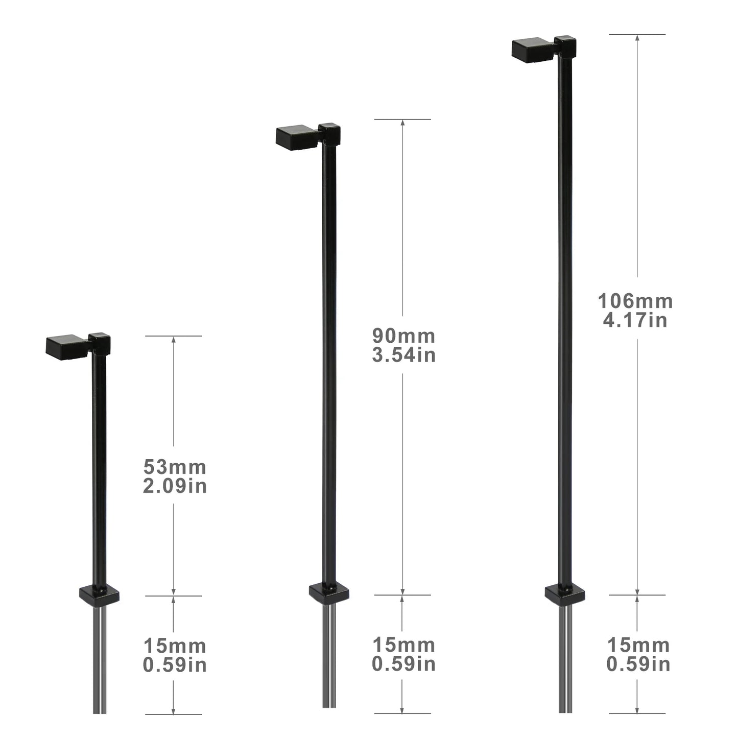 Evemodel 10pcs TT HO OO Scale Metal Lamps Street Light Bright White LED Black Pole LM02