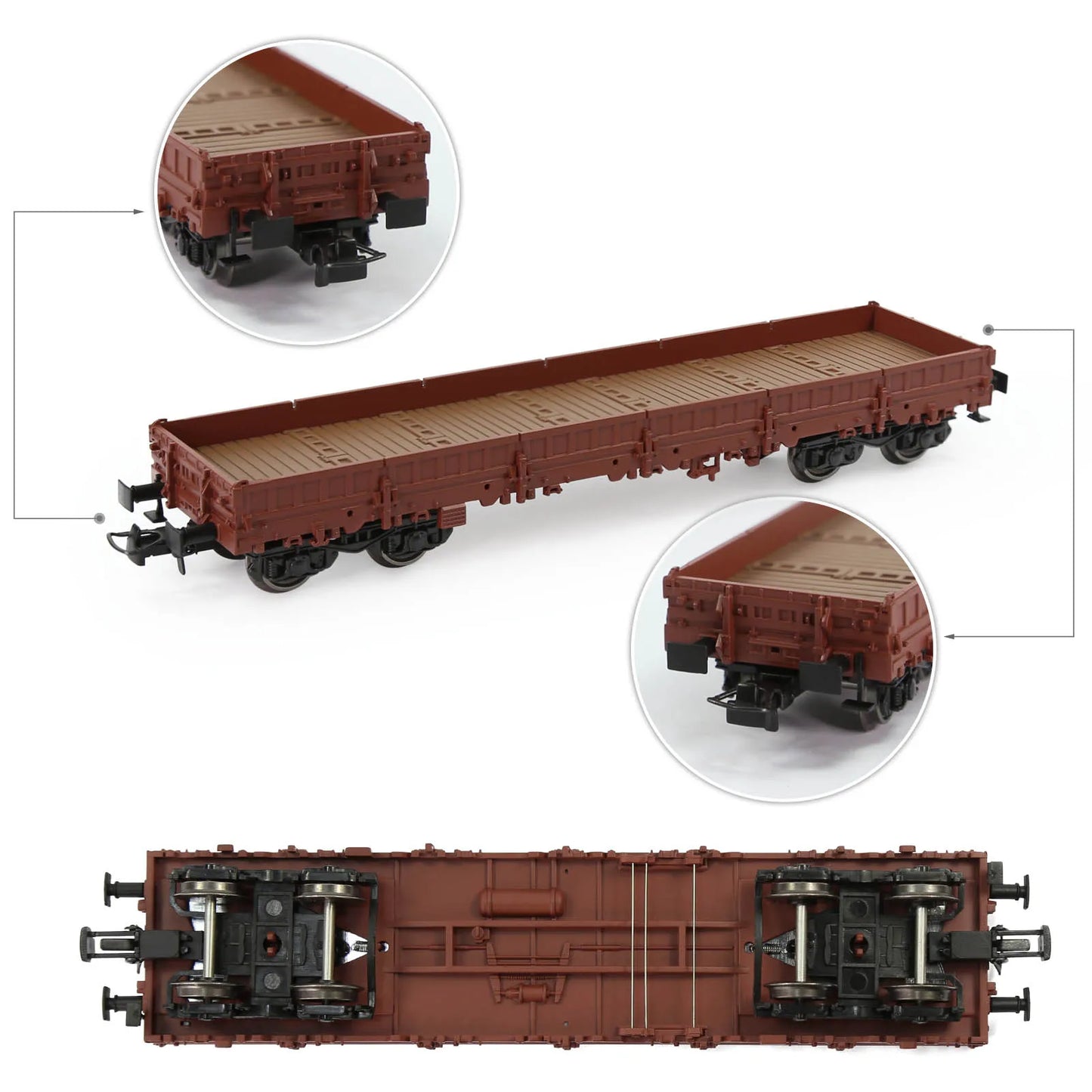 1 Unit Evemodel Trains - Painted Unlettered HO Scale 40' Low-side Car Model Wagon with Metal Wheels C8764