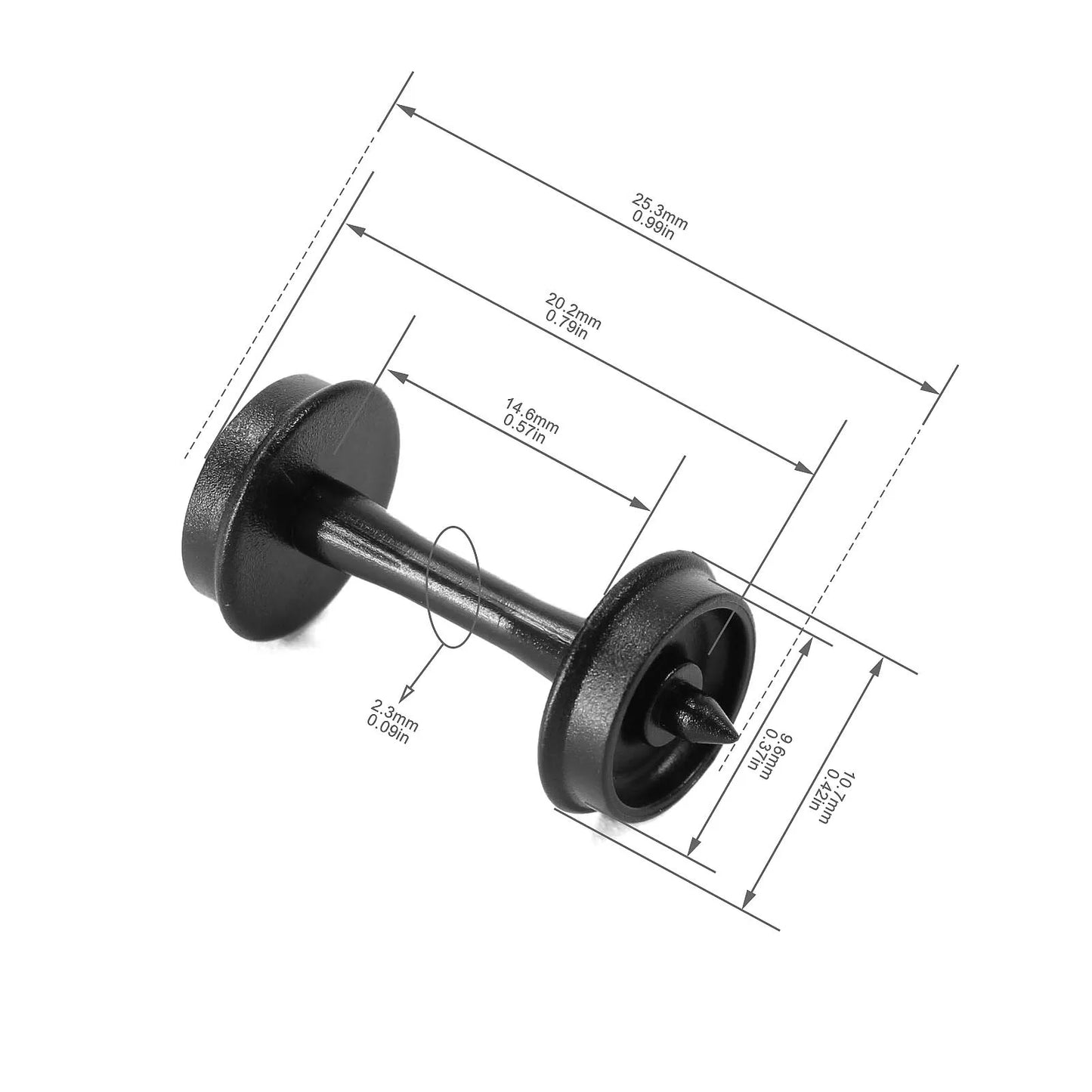 Evemodel 12pcs Model Trains HO scale 1:87 Roller Bearing Truck POM with 33" Plastic Wheels 4-Springs Bogies HP22HO