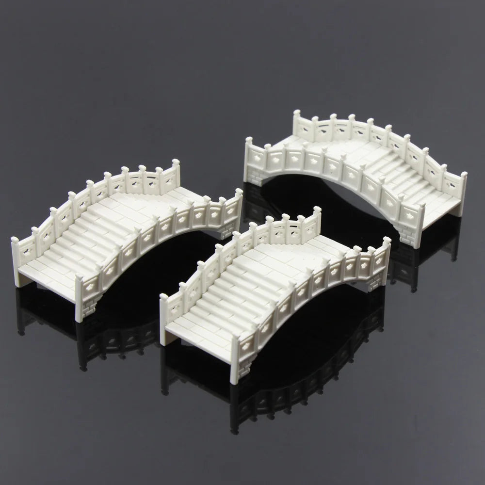 GY30 3pcs OO HO TT Scale 1:75 1:100 Plastic Arch Bridge White Chinese Bridge