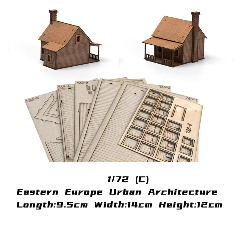 1/72 Scale Wooden House Assembly Puzzle Model Kit for DIY Home Decor