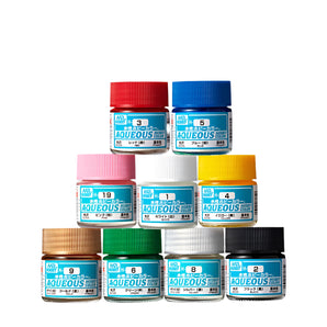 Mr Hobby H73-H96 H110 H151 Water-Based Model Paint for Coloring, Hand-Painting, and Spraying – 10ml (Set of 11)
