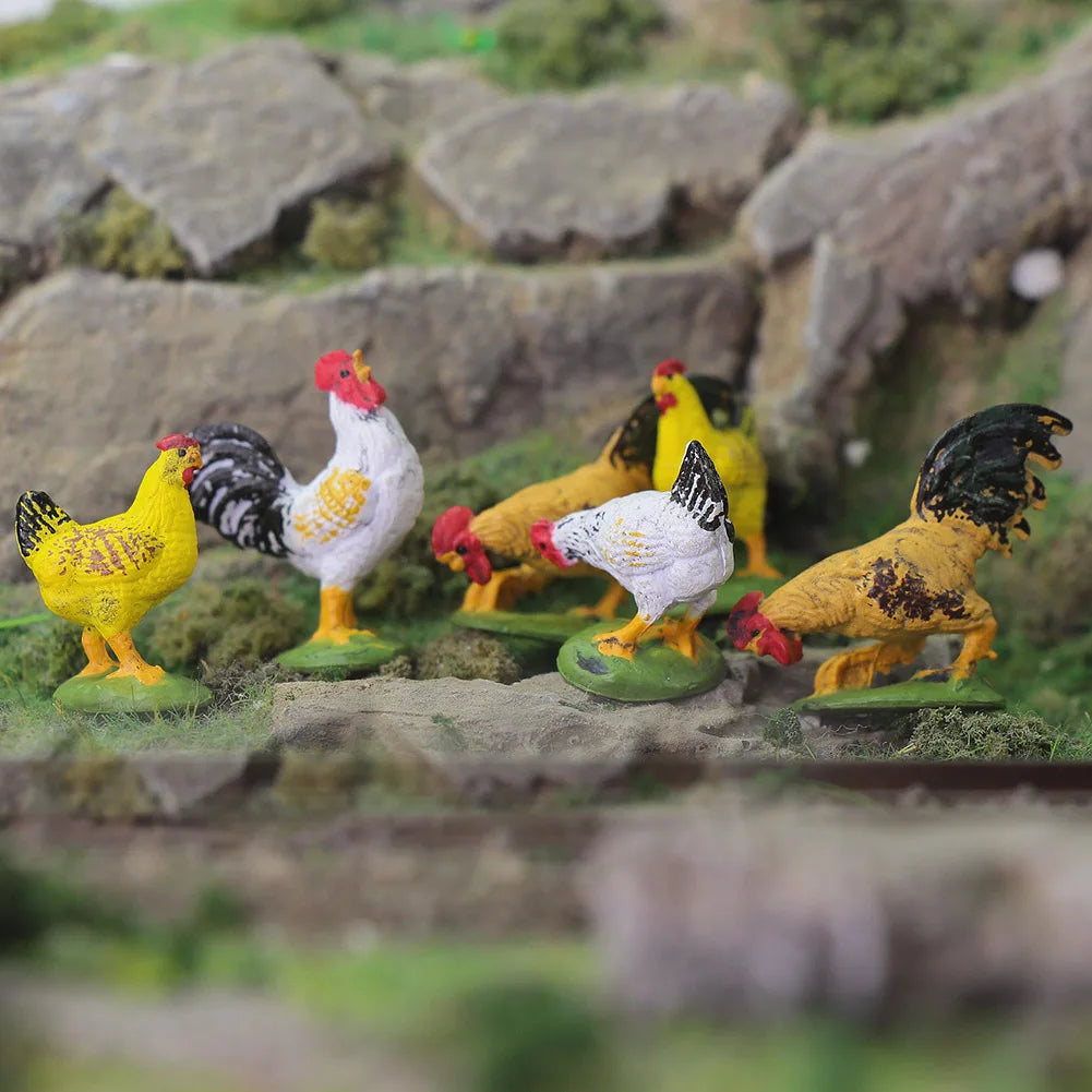 Evemodel 15pcs Model Train Painted O Scale 1:43 Farm AnimalsChicken Duck Goose PVC AN4304