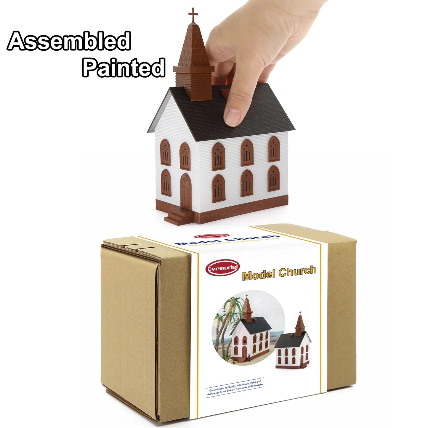 Evemodel HO Scale 1:87 Model Church Assembled Painted 2-Story JZ8706